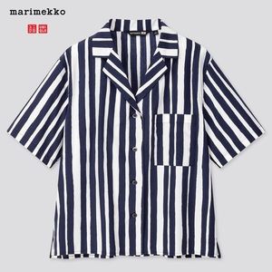 Uniqlo x Marimekko SS2020 navy striped button up shirt size M